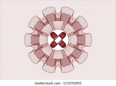 Red linear rosette with crossed bandage plaster icon inside