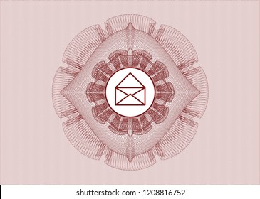 Red linear rosette with envelope icon inside