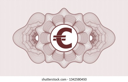 Red linear rosette with euro icon inside