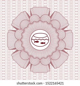 Red linear rosette with fishbowl with fish icon inside