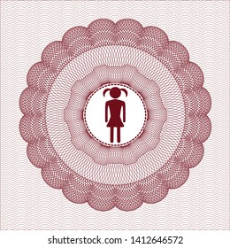Red linear rosette with girl icon inside
