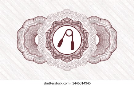 Red linear rosette with hand gripper icon inside