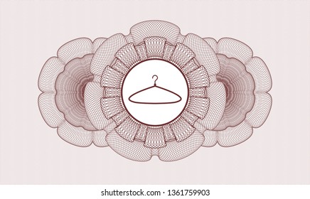 Red linear rosette with hanger icon inside