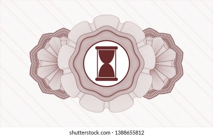 Red linear rosette with hourglass icon inside