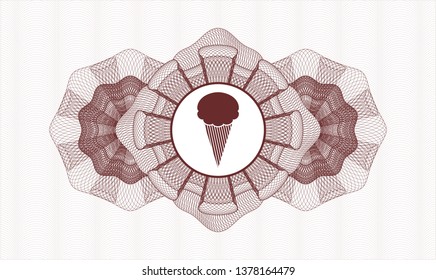 Red linear rosette with ice cream icon inside