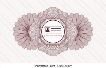 Red linear rosette with identification card icon inside