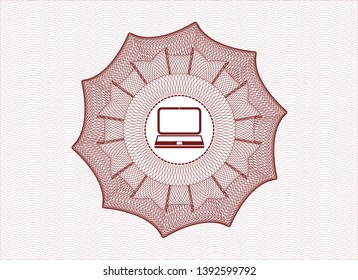 Red linear rosette with laptop icon inside