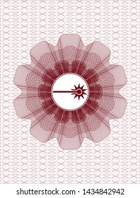 Red linear rosette with laser icon inside