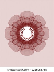 Red linear rosette with leaf crown icon inside
