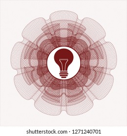 Red linear rosette with light bulb icon inside