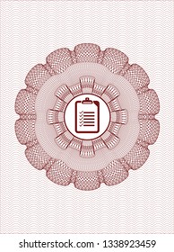 Red linear rosette with list icon inside