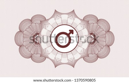 Red linear rosette with male icon inside