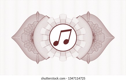 Red linear rosette with musical note icon inside