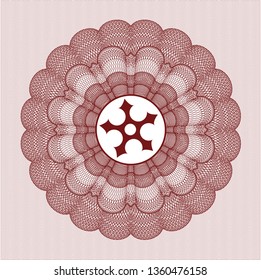 Red linear rosette with ninja star icon inside