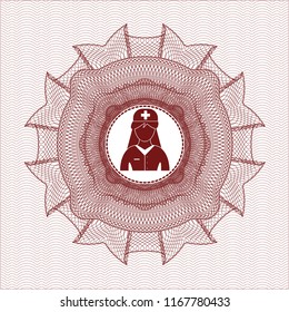 Red linear rosette with nurse icon inside