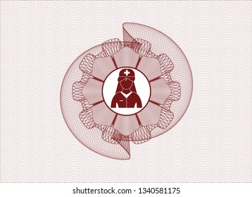 Red linear rosette with nurse icon inside