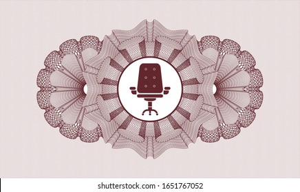 Red linear rosette with office chair icon inside