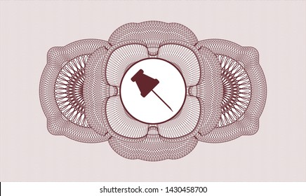 Red linear rosette with paper pin icon inside