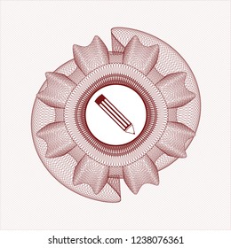 Red linear rosette with pencil icon inside