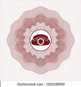 Red linear rosette with phone icon inside