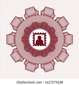 Red linear rosette with picture icon inside