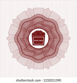 Red linear rosette with popcorn icon inside