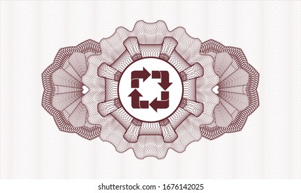 Red linear rosette with recycle icon inside