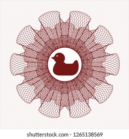 Red linear rosette with rubber duck icon inside