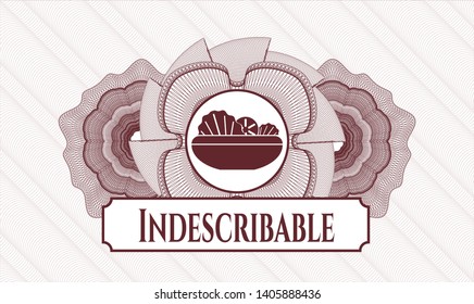 Red linear rosette with salad icon and Indescribable text inside