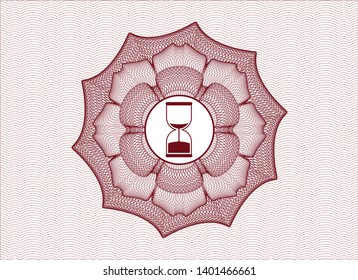 Red linear rosette with sand clock icon inside
