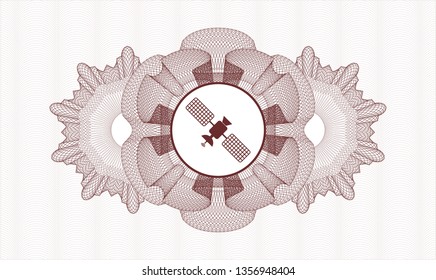 Red linear rosette with satelite icon inside