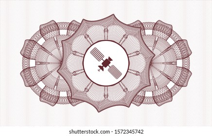 Red linear rosette with satelite icon inside