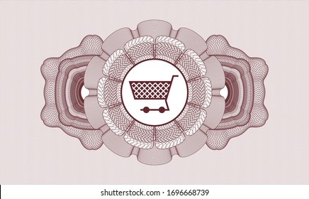 Red linear rosette with shopping cart icon inside