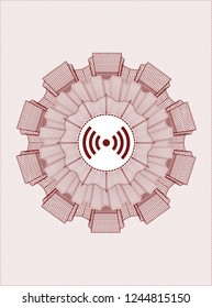 Red linear rosette with signal icon inside