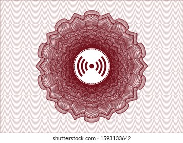 Red linear rosette with signal icon inside