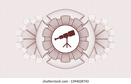 Red linear rosette with telescope icon inside