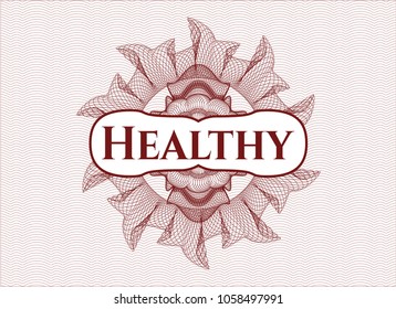   Red linear rosette with texRed abstract linear rosette with text Healthy insidet Healthy inside