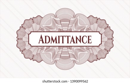 Red linear rosette with text Admittance inside