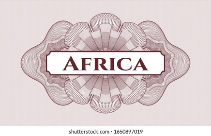 Red linear rosette with text Africa inside