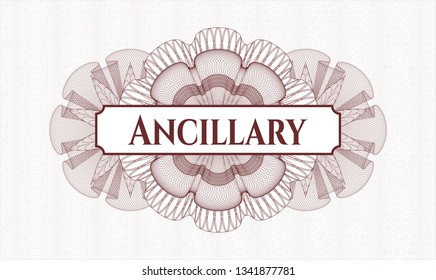 Red linear rosette with text Ancillary inside