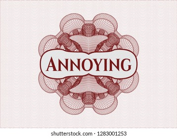 Red linear rosette with text Annoying inside