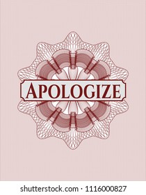 Red linear rosette with text Apologize inside