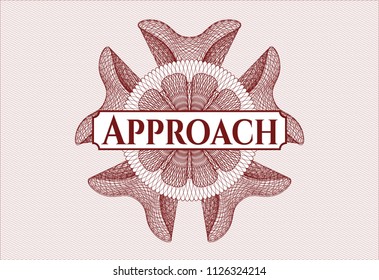 Red linear rosette with text Approach inside