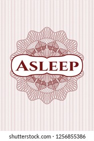 Red linear rosette with text Asleep inside