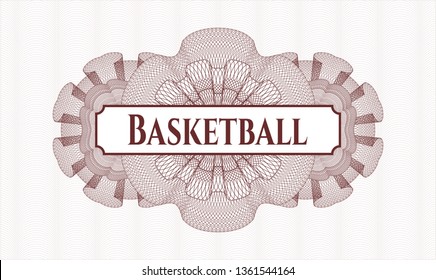 Red linear rosette with text Basketball inside
