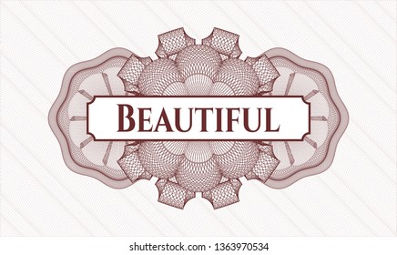 Red linear rosette with text Beautiful inside