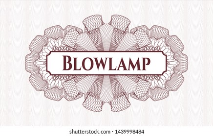 Red linear rosette with text Blowlamp inside