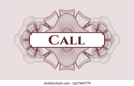 Red linear rosette with text Call inside