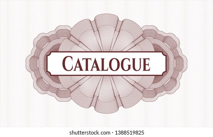 Red linear rosette with text Catalogue inside