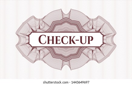 Red linear rosette with text Check-up inside